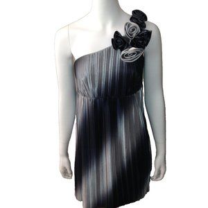 Love Tease Dress Size 7 Juniors One Shoulder Pleated Party Cocktail Roses